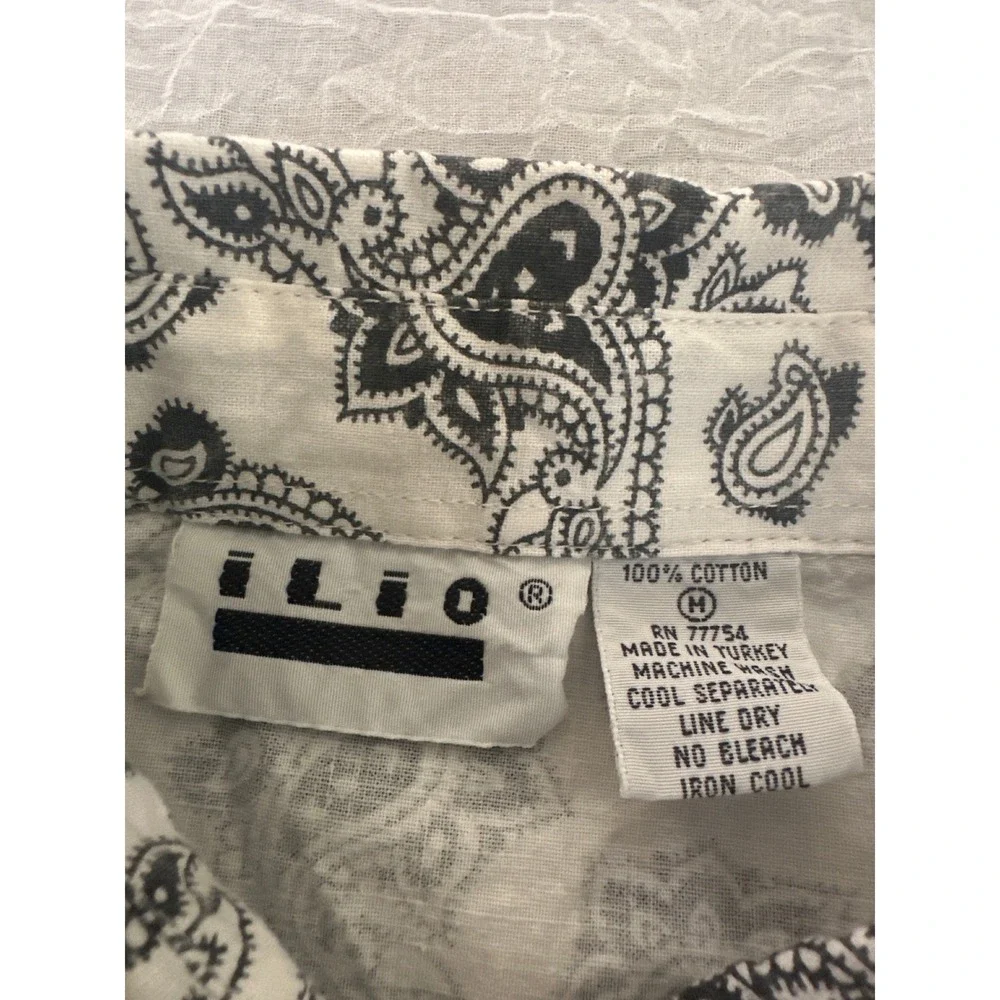 NWT ILIO Paisley Print Shirt Short Sleeve‎ Button Up Casual Top Mens Size Medium